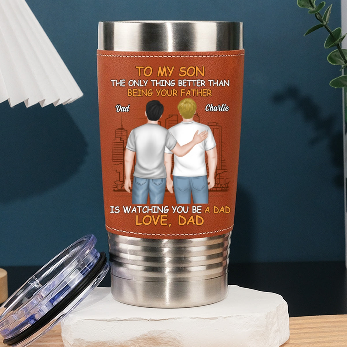 To My Son - Personalized Custom Leather Tumbler