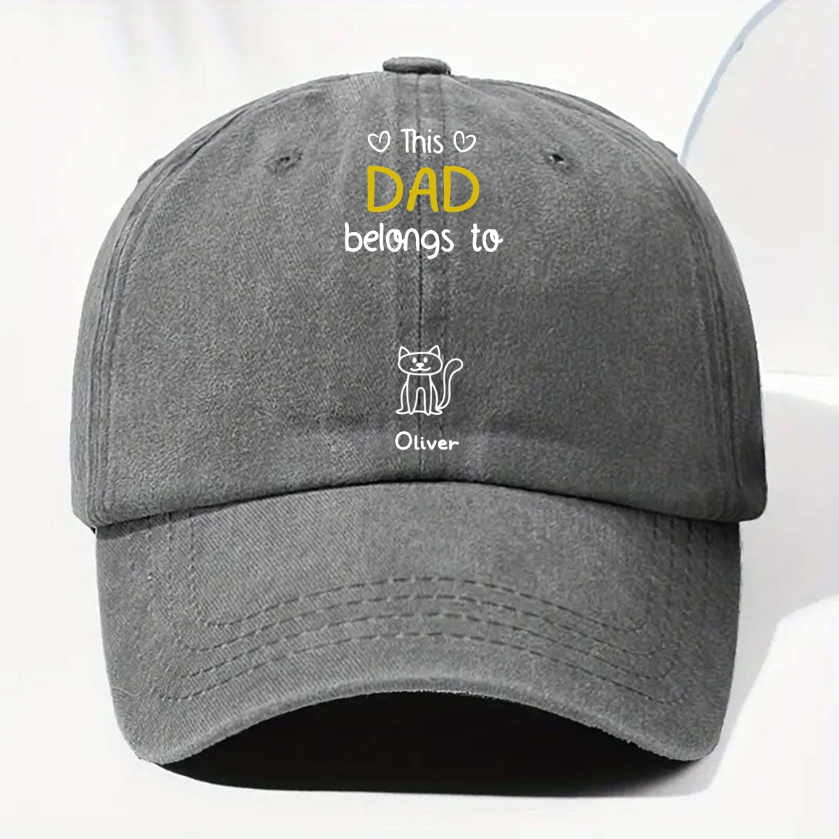 This Daddy Belongs To Us - Personalized Custom Vintage Washed Denim Cap
