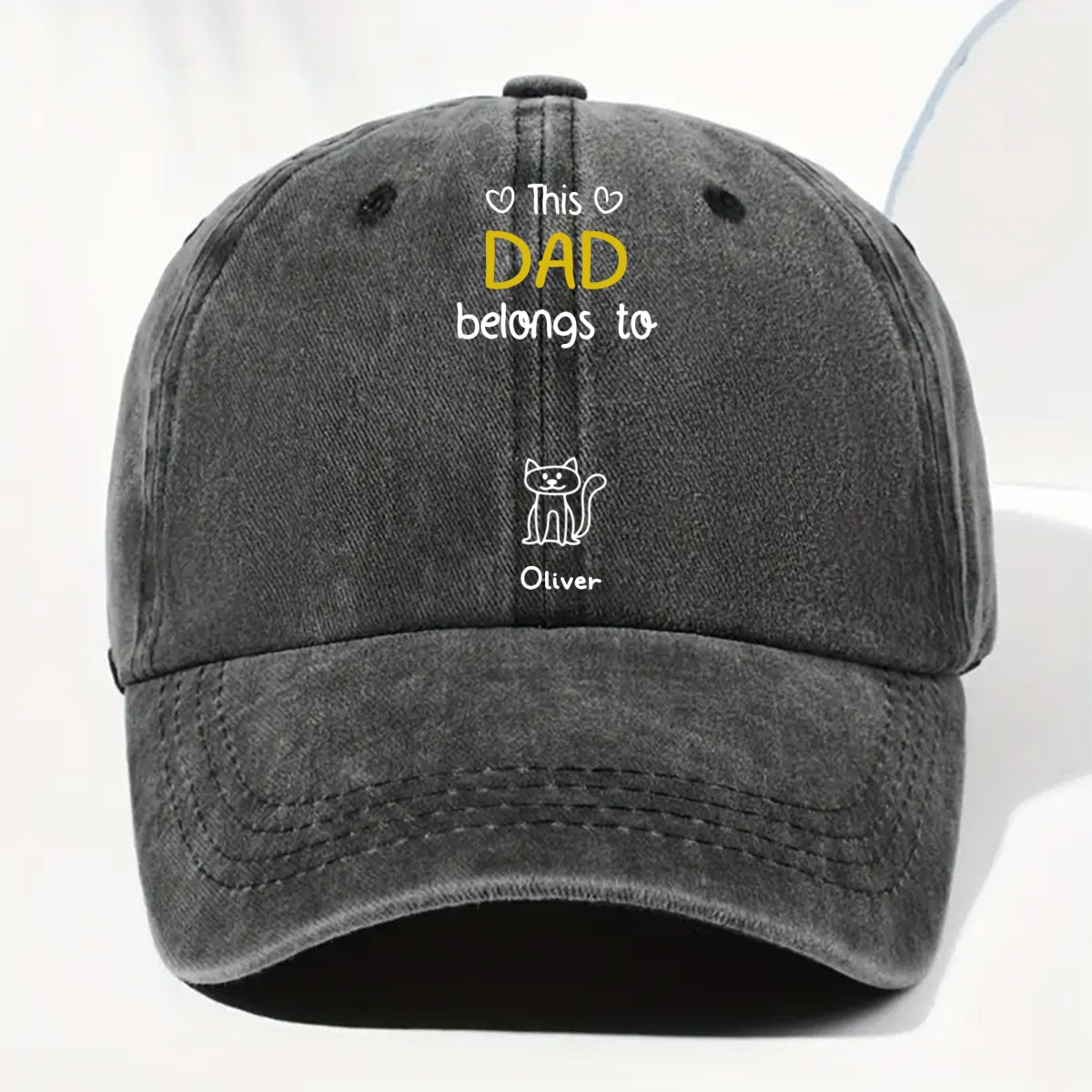 This Daddy Belongs To Us - Personalized Custom Vintage Washed Denim Cap