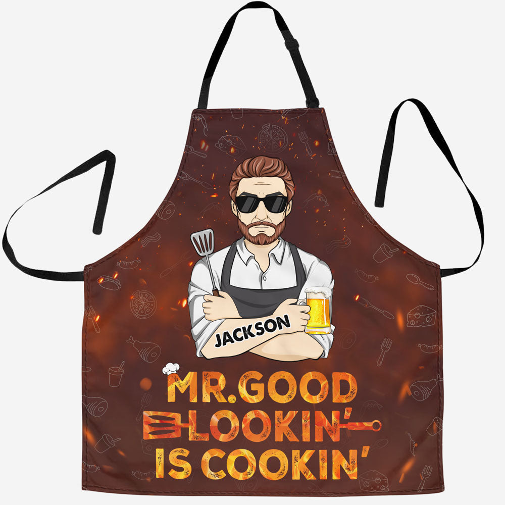 Mr Good Looking Is Cooking - Personalized Custom Apron