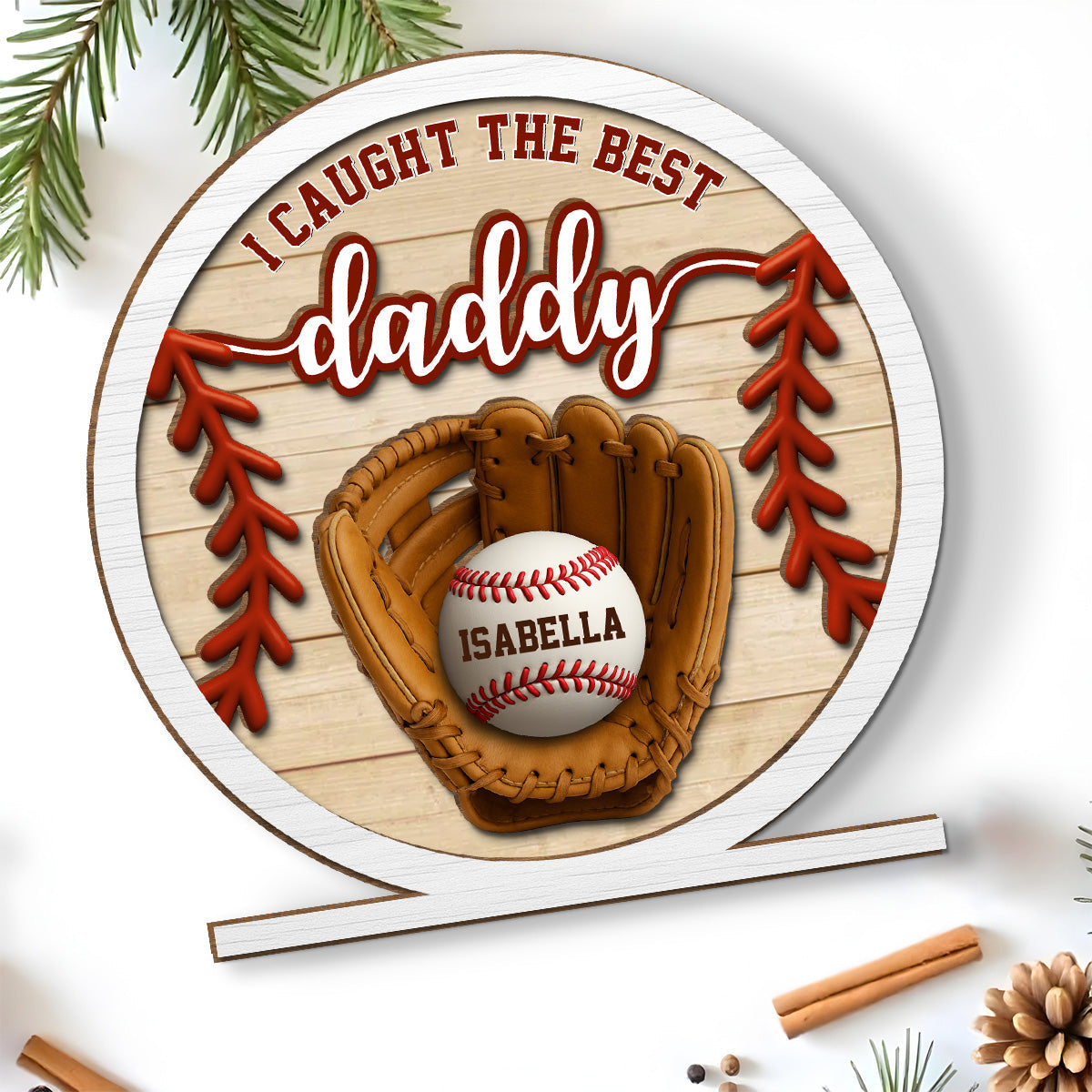 Daddy Team - Personalized Custom 2-Layer Wood Plaque With Flat