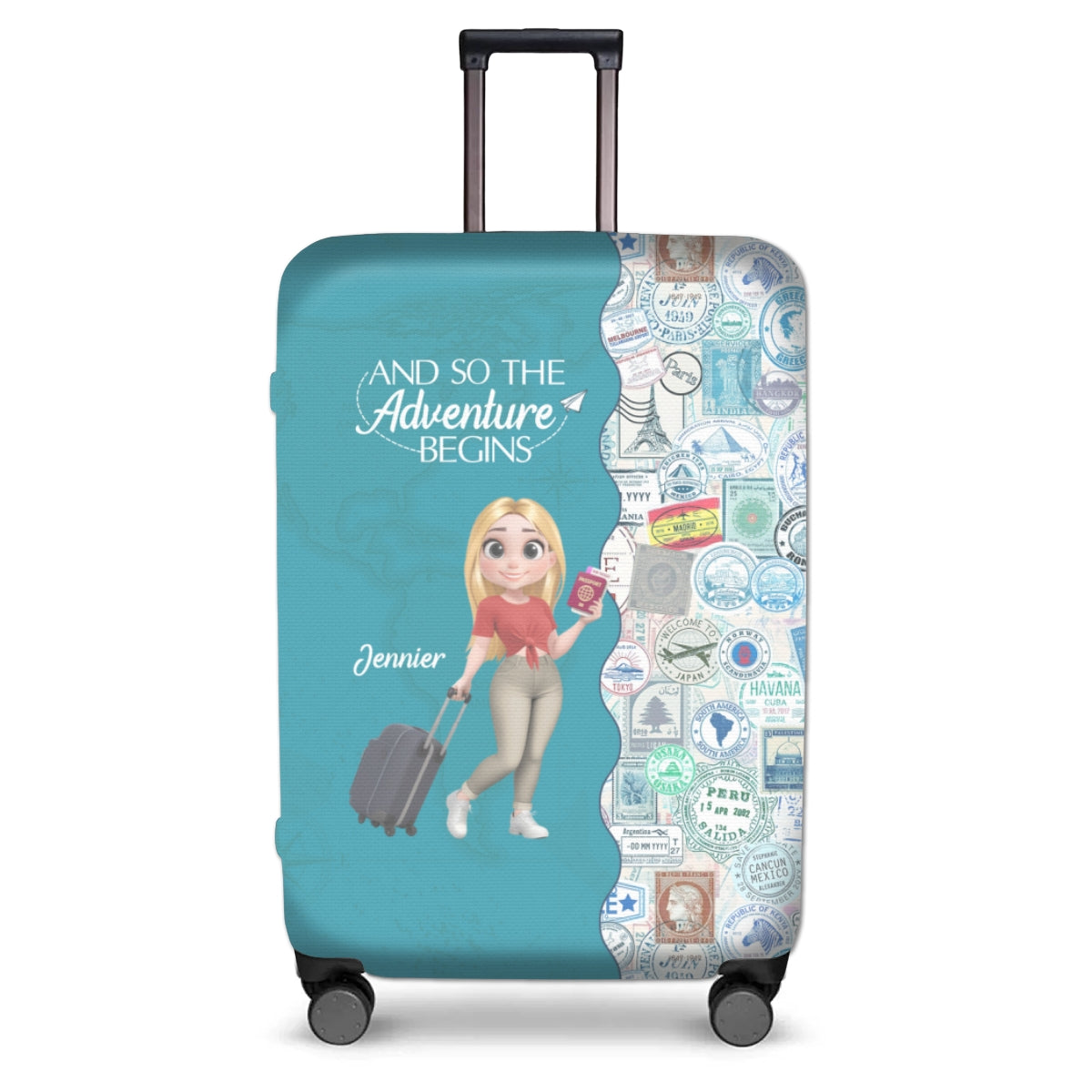Wanderlust World Map - Personalized Custom Luggage Cover