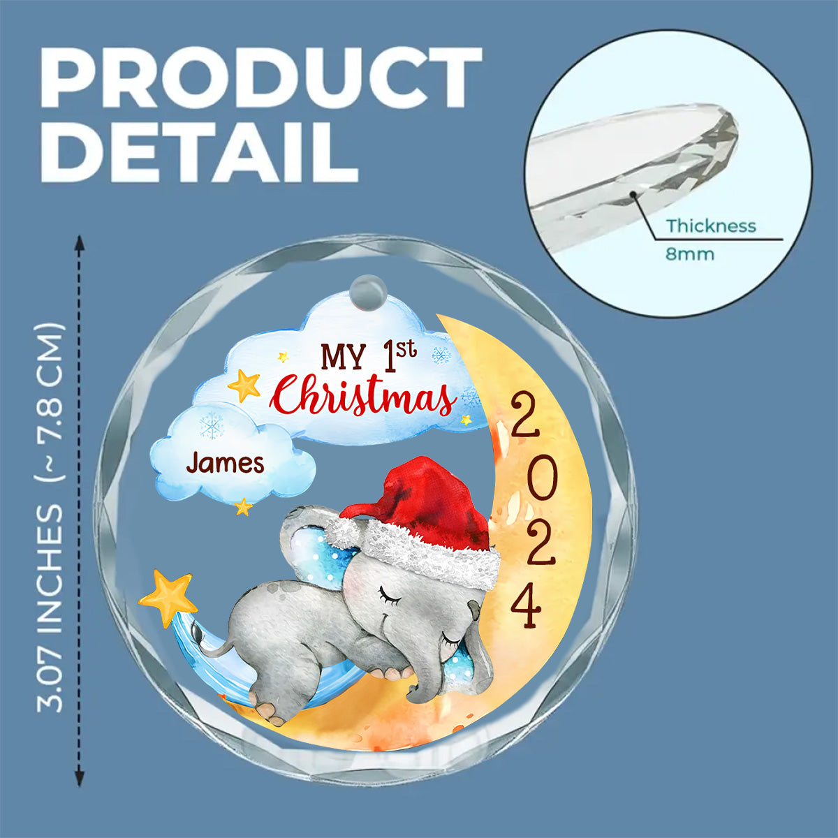 1st Christmas Of Baby - Personalized Custom Glass Ornament