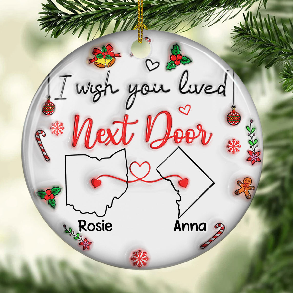 Besties Are Always Close At Heart - Personalized Custom 3D Inflated Effect Ceramic Ornament