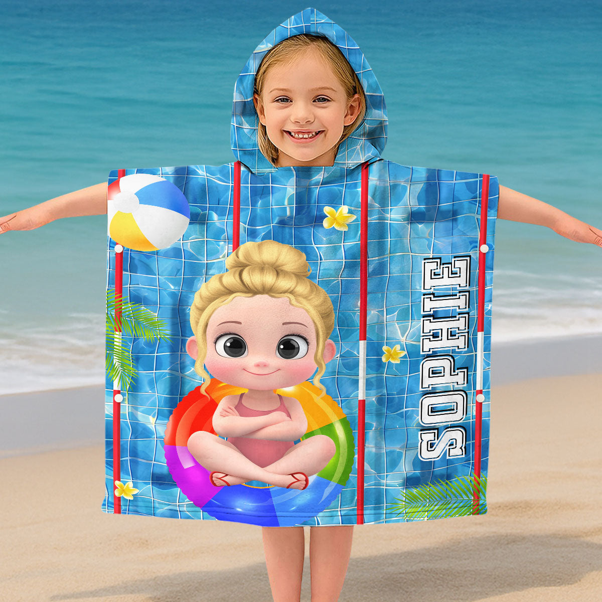 Time For The Beach - Personalized Custom Hooded Beach Towel