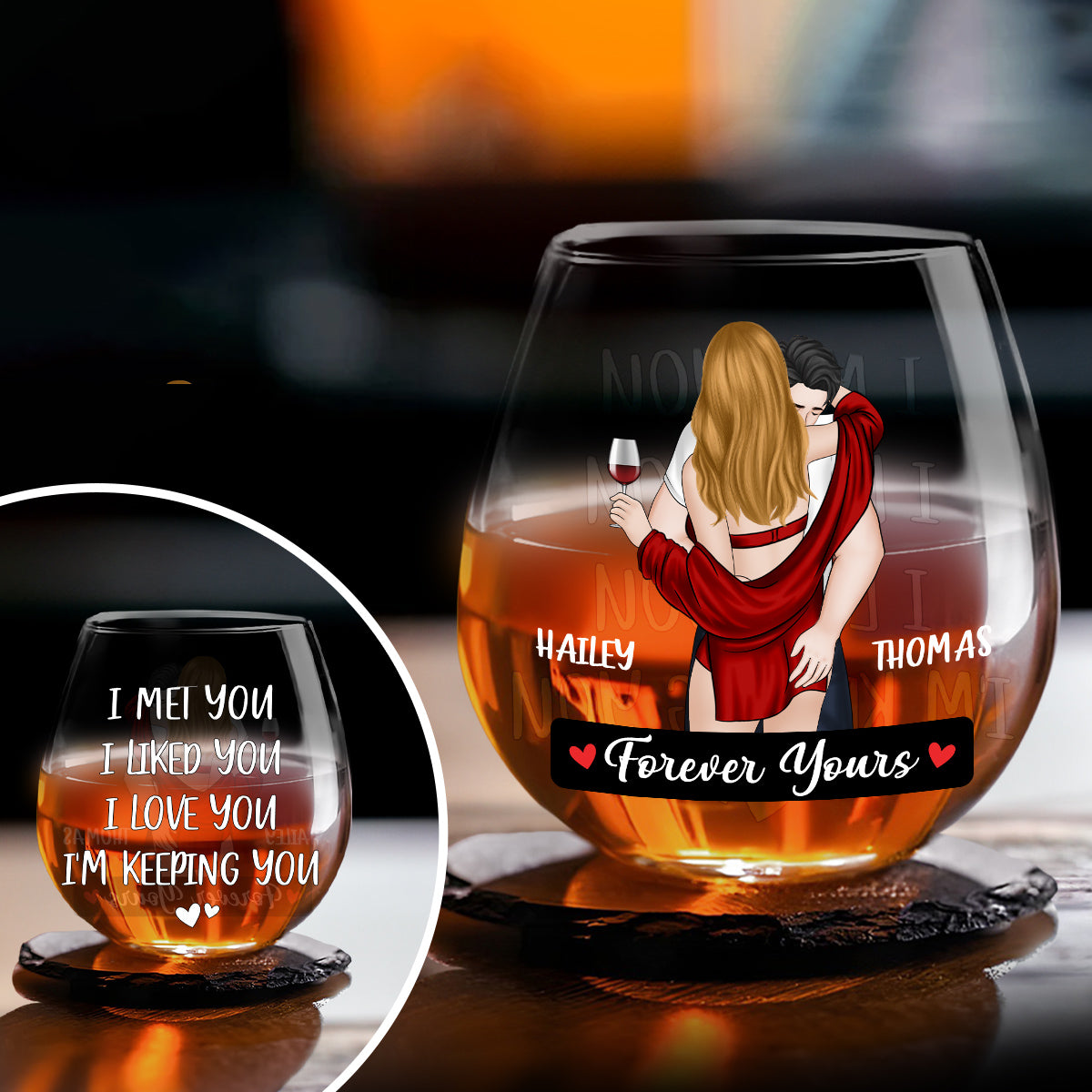 Forever Yours - Personalized Custom Wine Glass