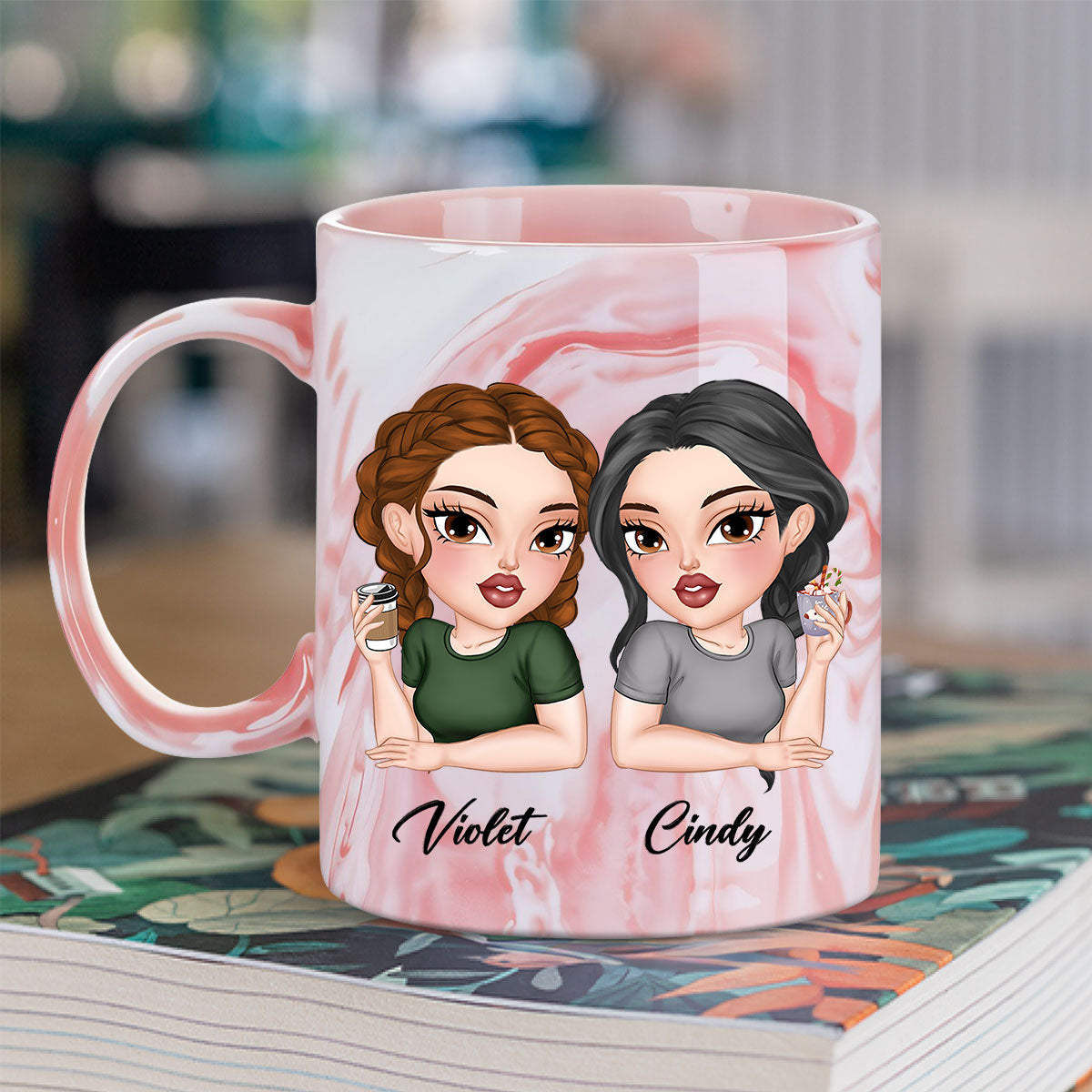 To My Badass Bestie - Personalized Custom Pink Marble Mug