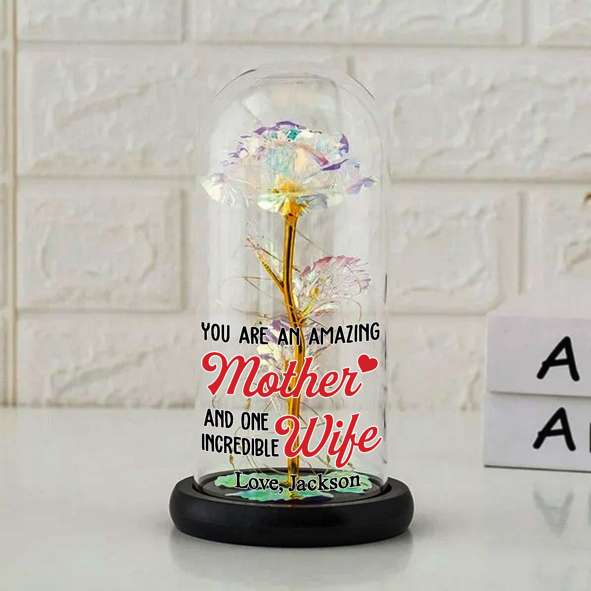 Amazing Mother - Personalized Custom Sparkly Rose