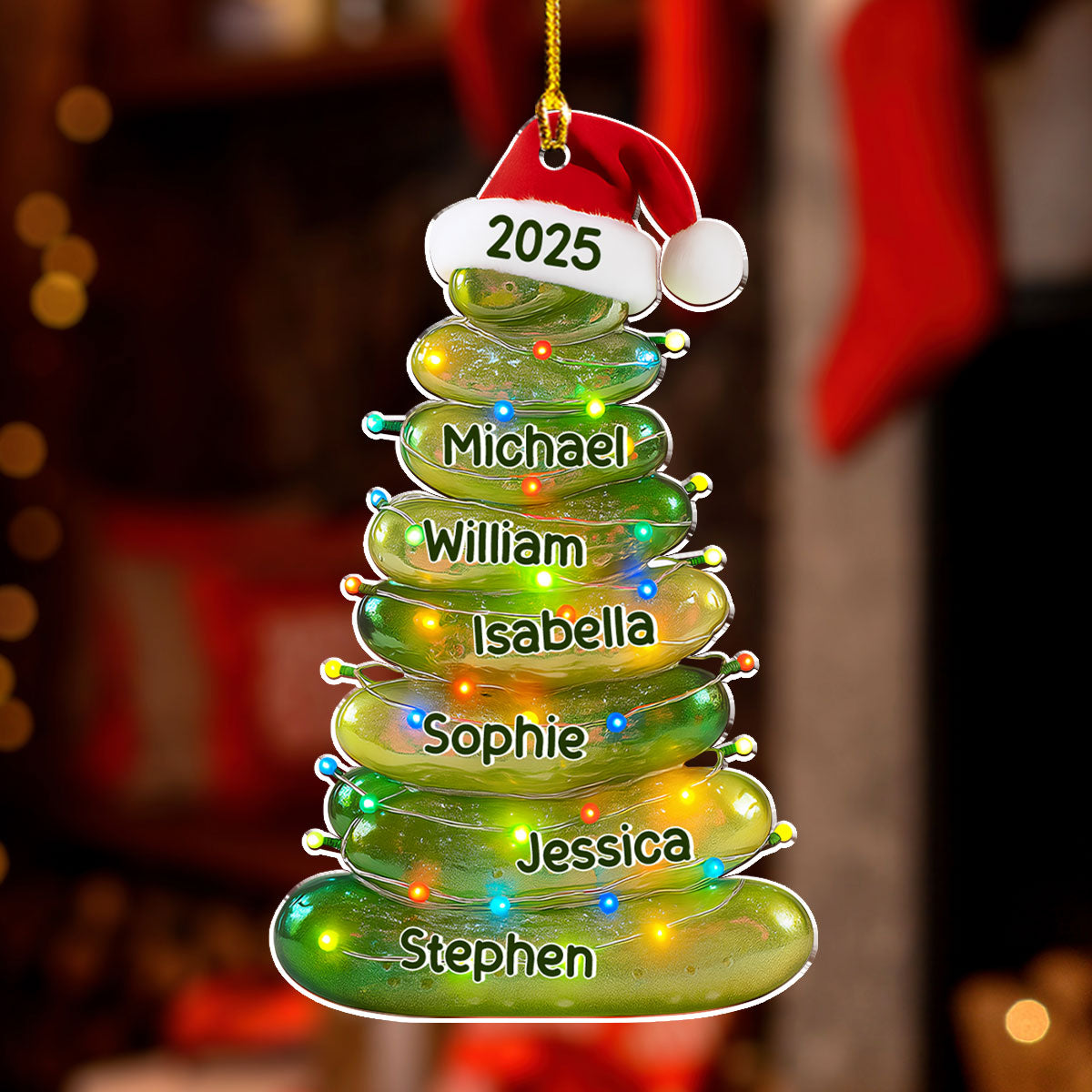 Glass Pickle Family Name - Personalized Custom Acrylic Ornament