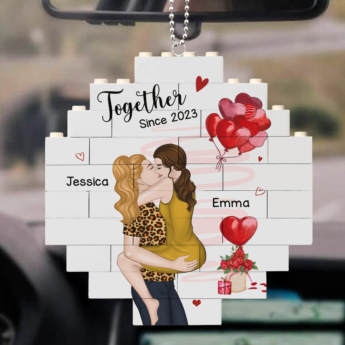 Love Is Love - Personalized Custom Puzzle Car Ornament