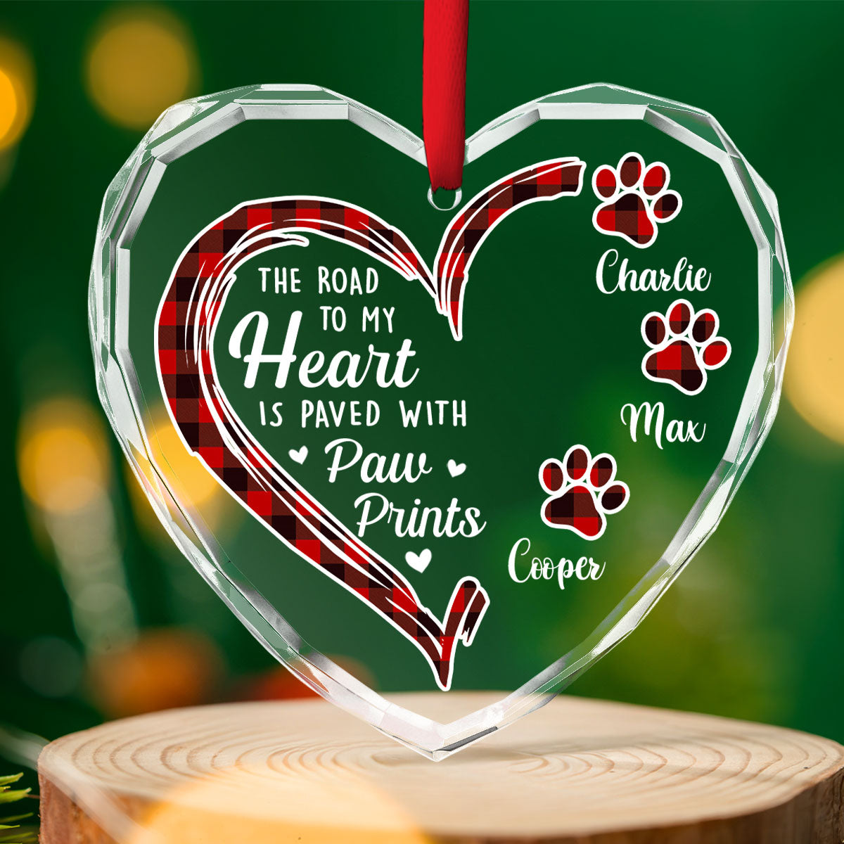 The Road To Fur Mom Heart - Personalized Custom Glass Ornament