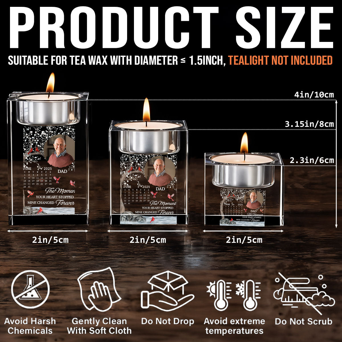 The Moment Your Heart Stopped Mine Changed Forever - Personalized Custom Crystal Candle Holder