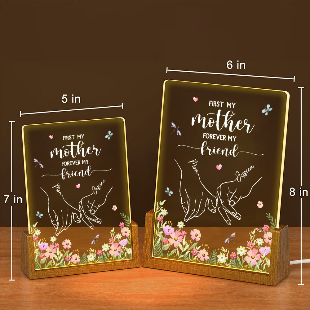 First My Mother Forever My Friend - Personalized Custom Plaque With Walnut Base