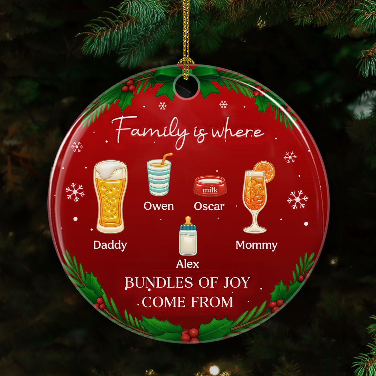 Bundles Of Joy - Personalized Custom 3D Inflated Effect Ceramic Ornament