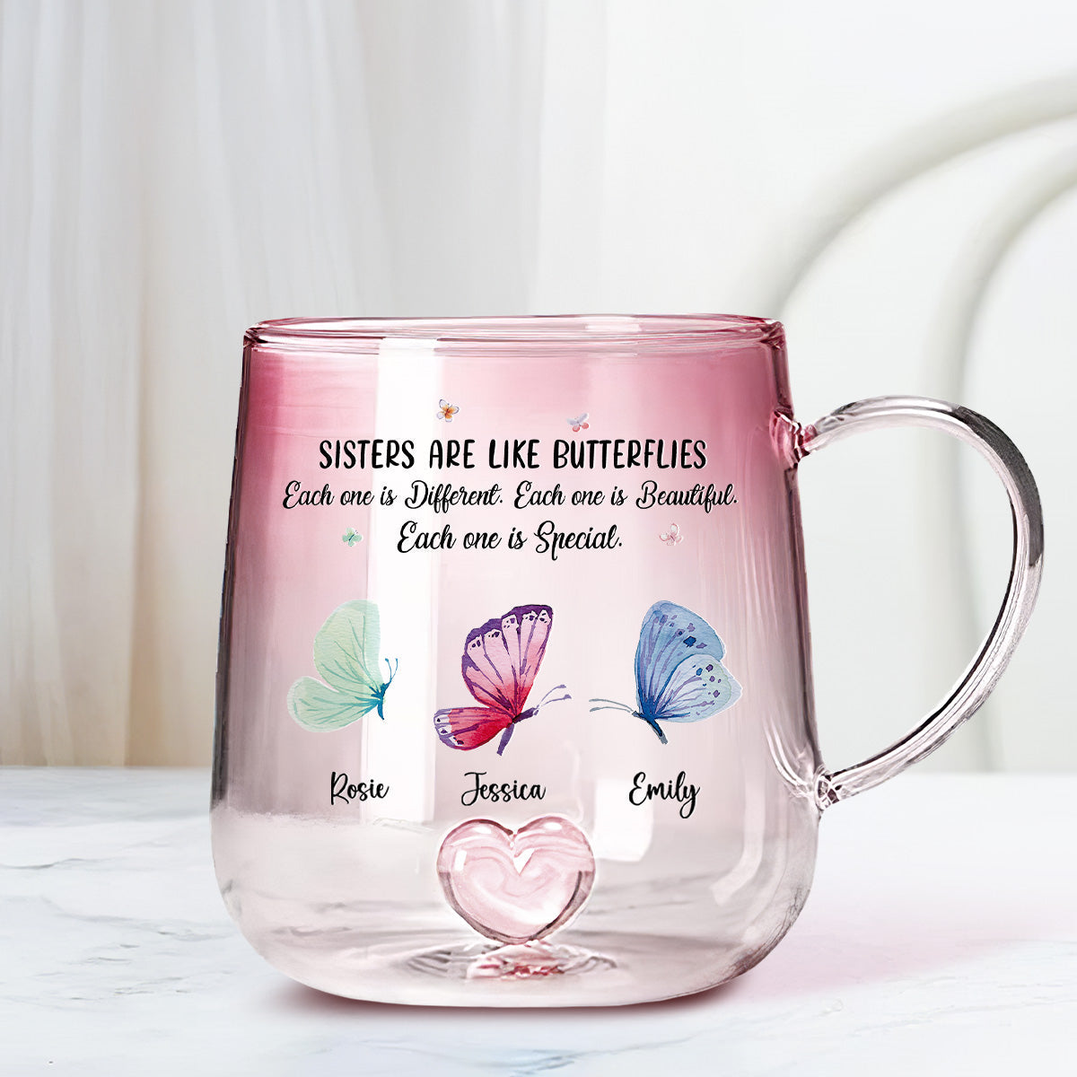 Sister Are The Gardeners Of Our Souls - Personalized Custom Pink Gradient Glass Mug