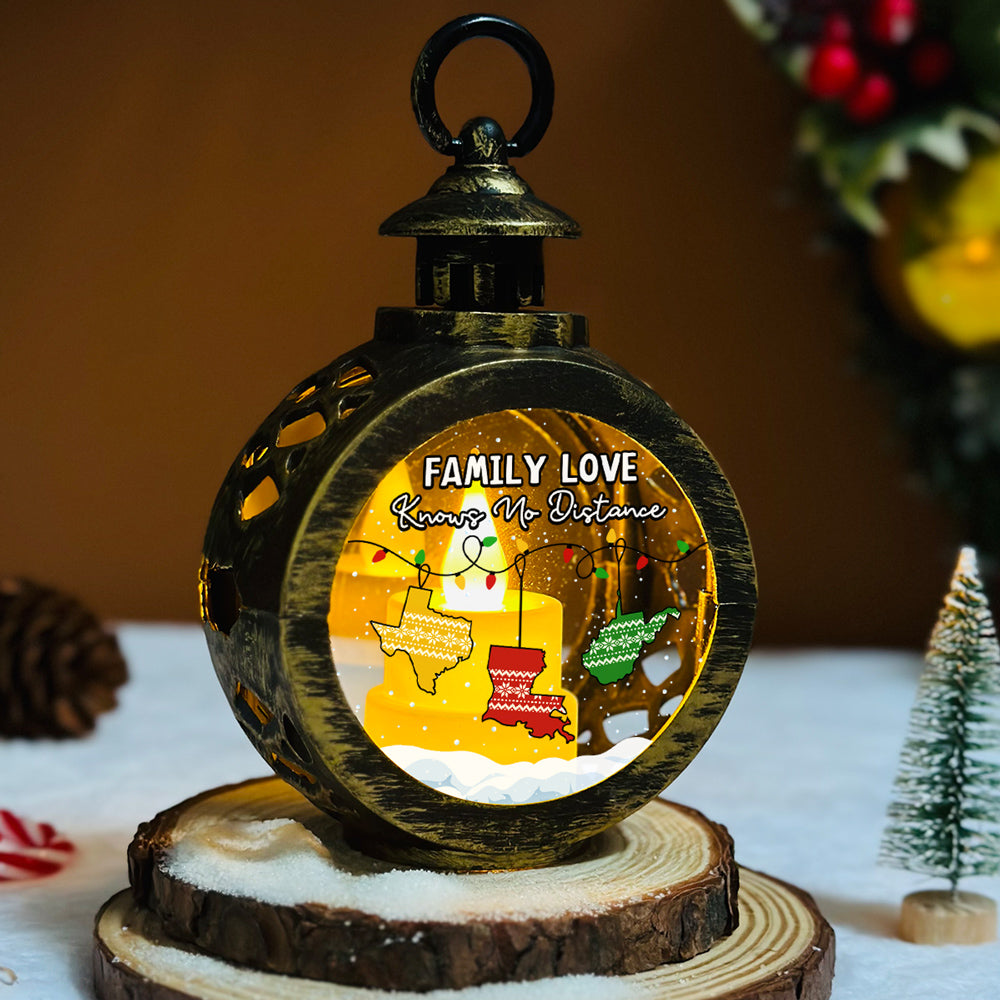 Family Love Knows No Distance - Personalized Custom Christmas Lantern