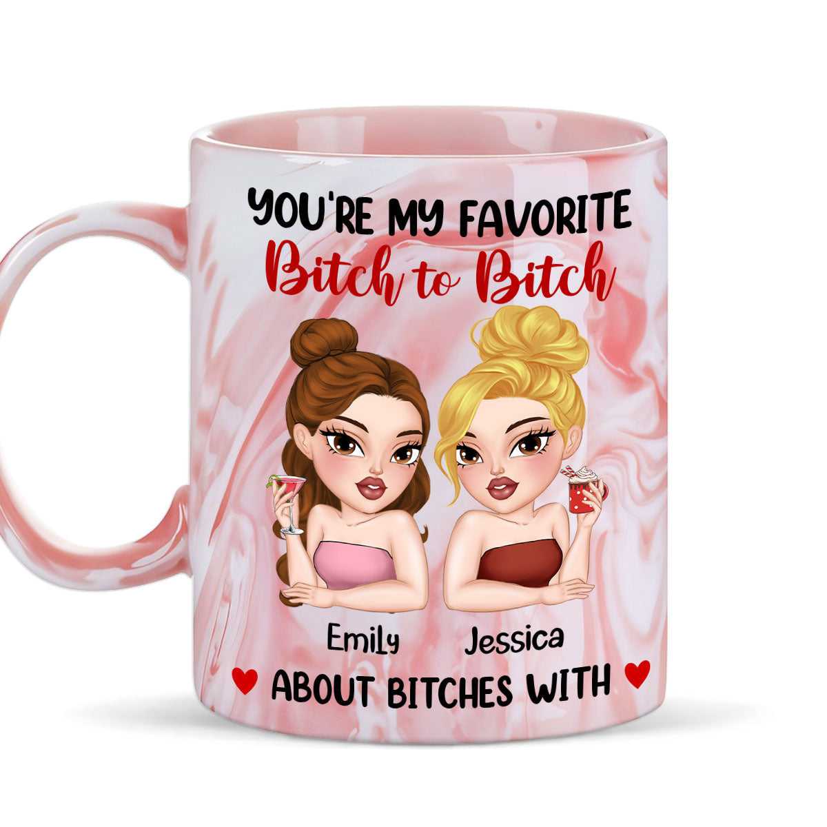 You Are My Go To Gossip Queen- Personalized Custom Pink Marble Mug