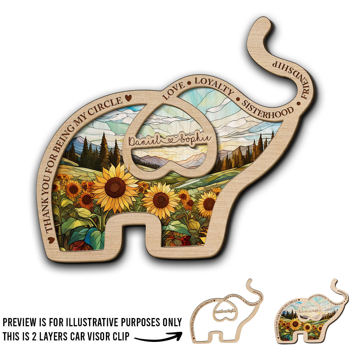 Thank For Being My Elephant - Personalized Custom Car Visor Clip