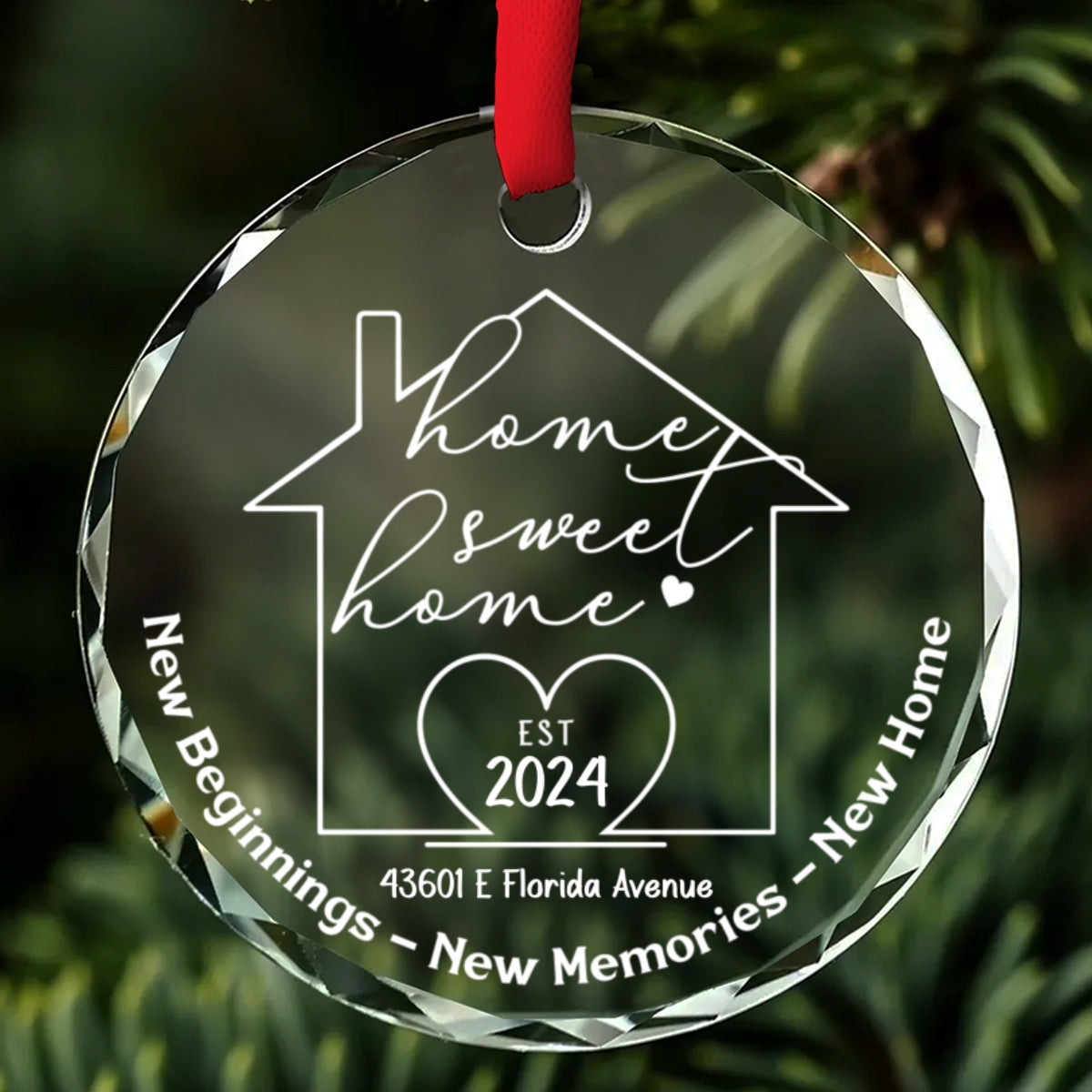 Home Sweet Home - Personalized Custom Glass Ornament