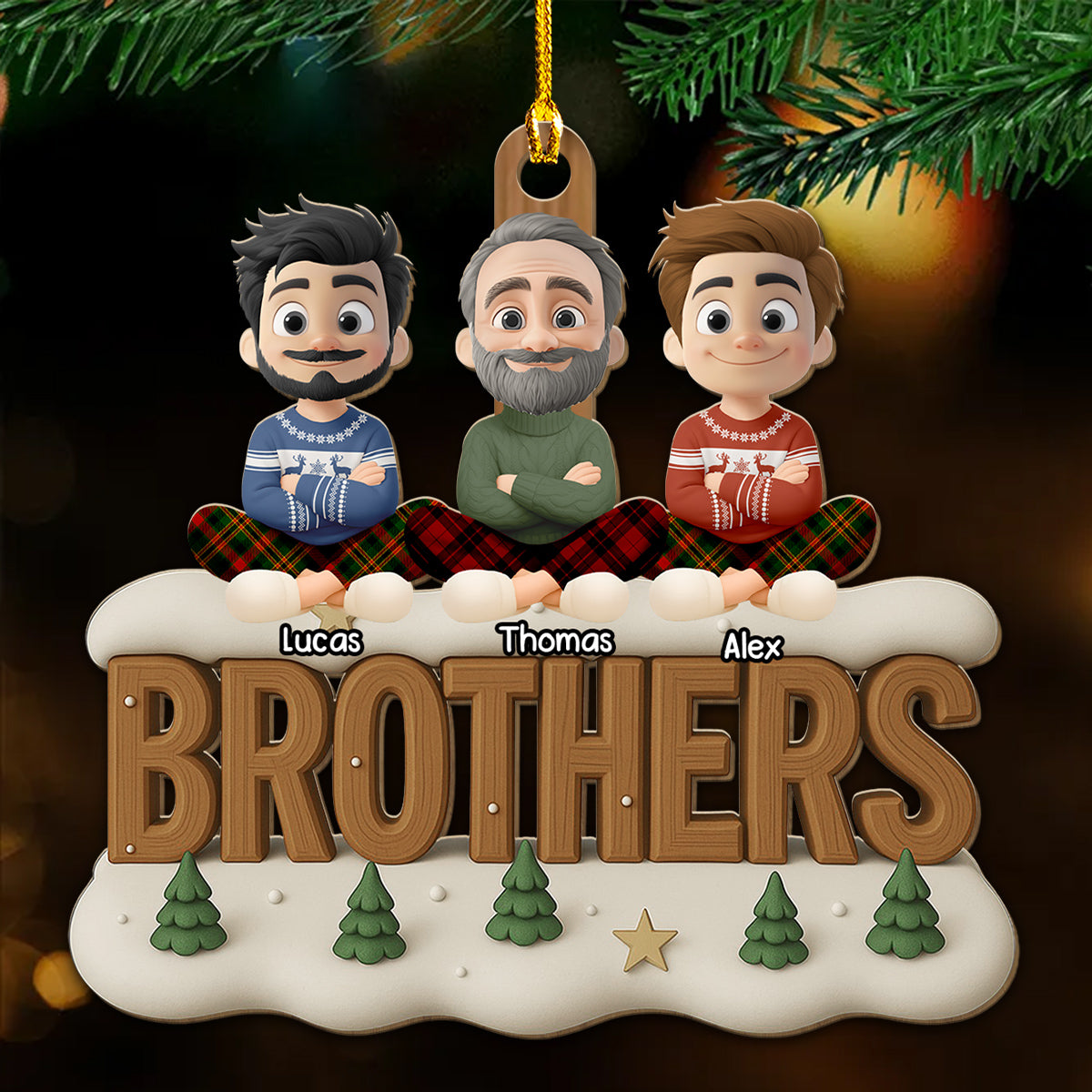 Brothers Now Onwards - Personalized Custom 3D Effect Wood Ornament
