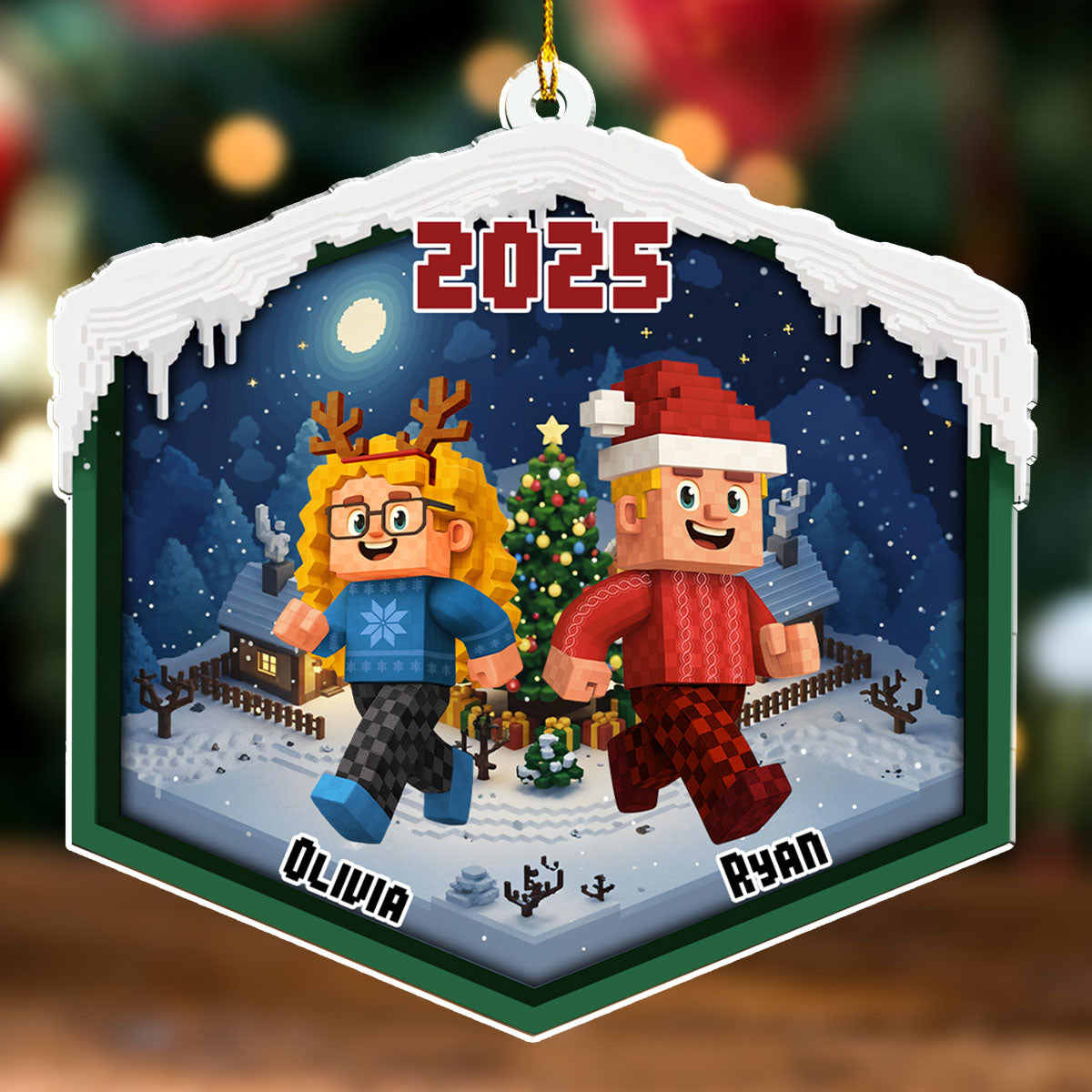 Christmas As A Family - Personalized Custom 3D Effect Acrylic Ornament