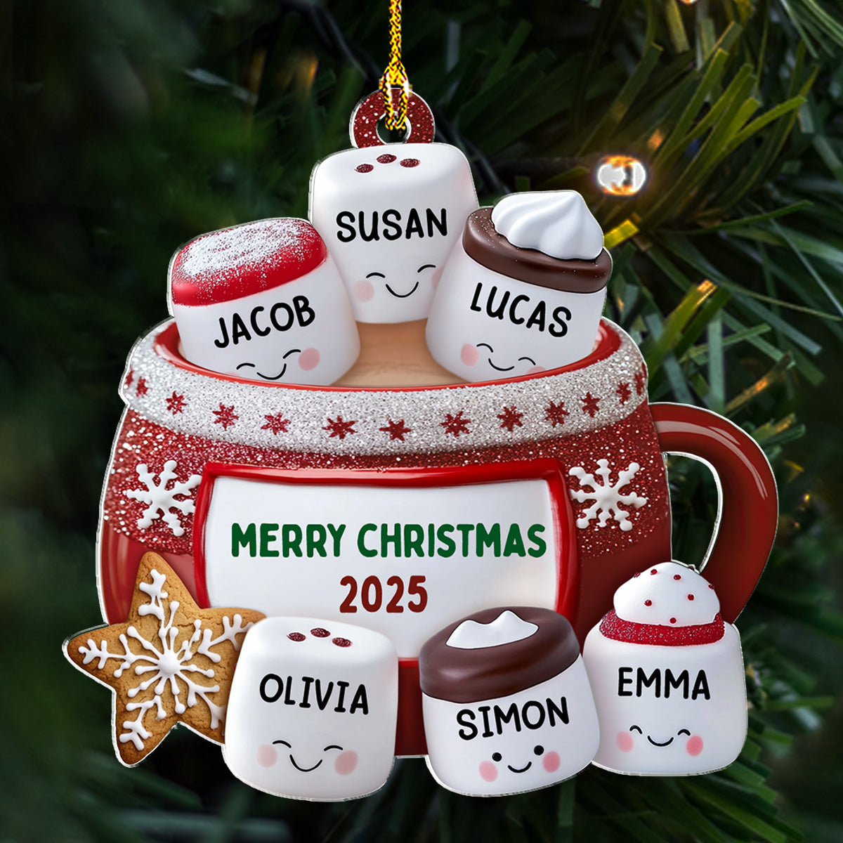 Cozy Cocoa With The Marshmallow Crew - Personalized Custom Acrylic Ornament