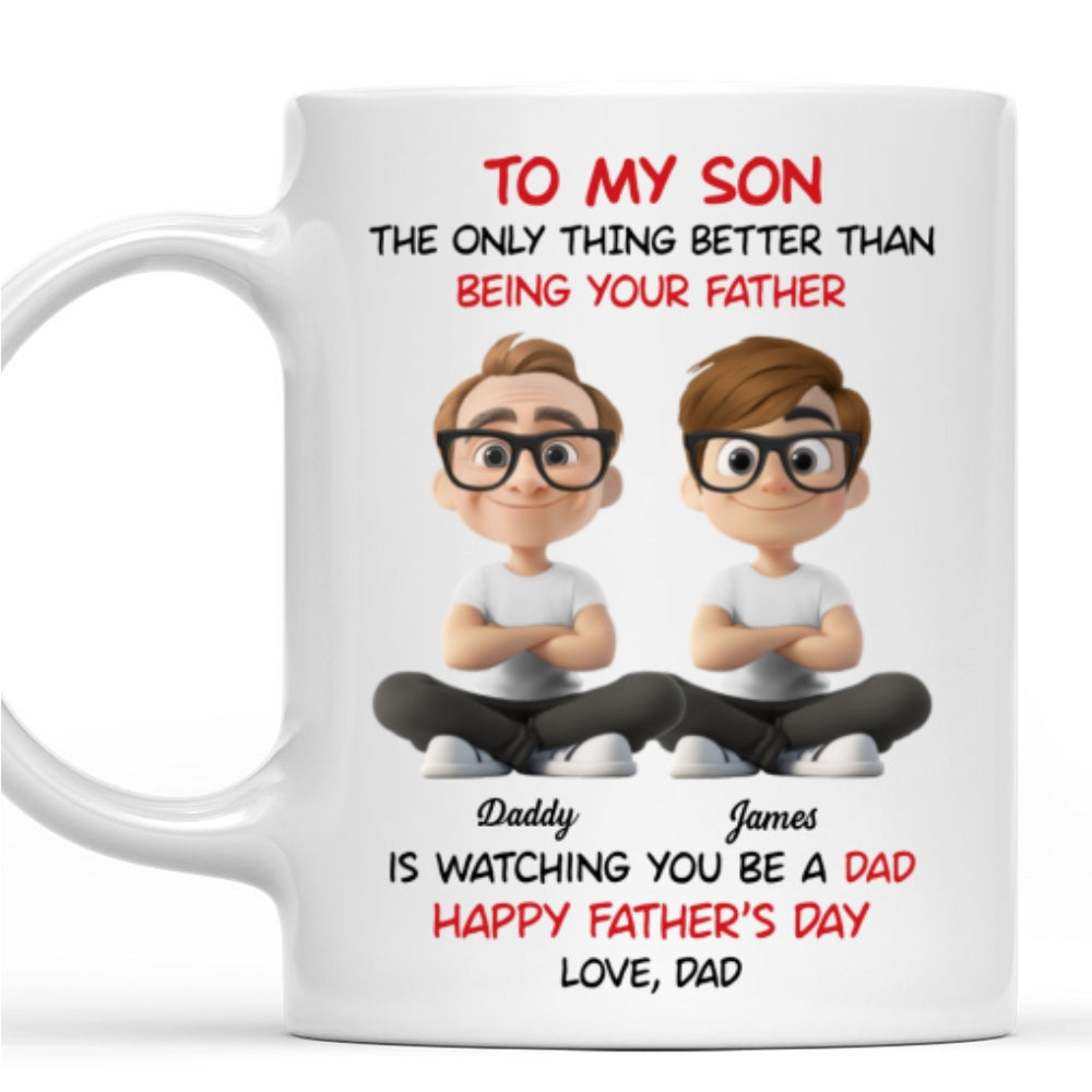 Dad To My Son Cartoonize - Personalized Custom Coffee Mug