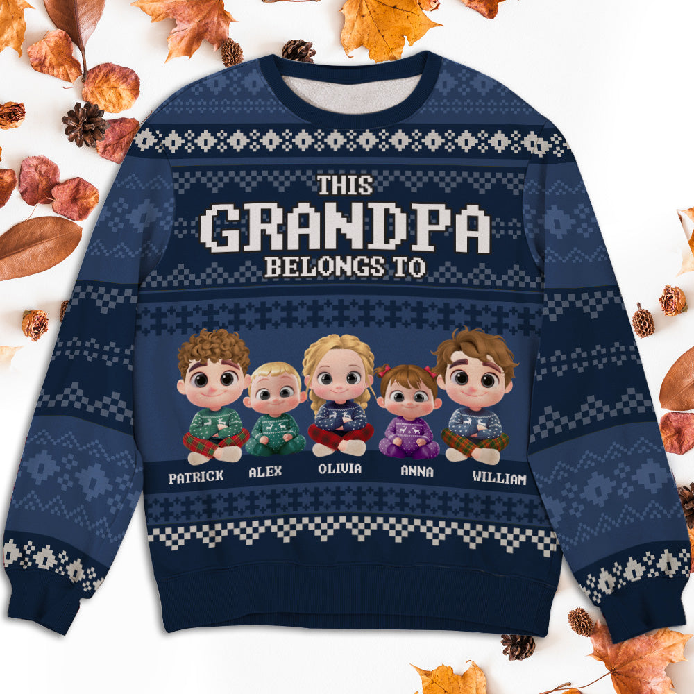 This Grandpa Belongs To Grandkids - Personalized Custom All-Over-Print Sweatshirt