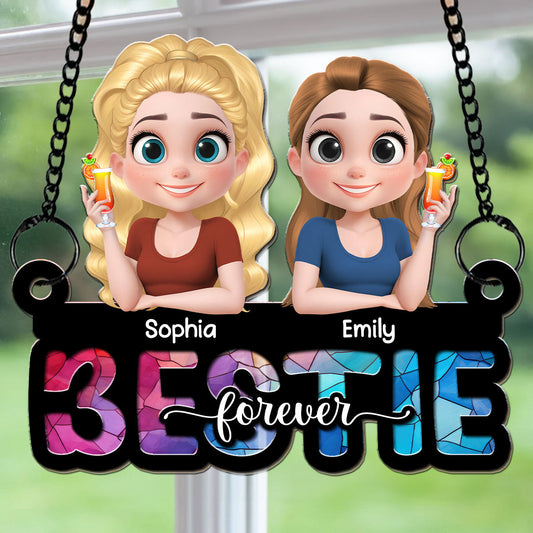 Slay Cartoon Bestie - Personalized Custom Suncatcher