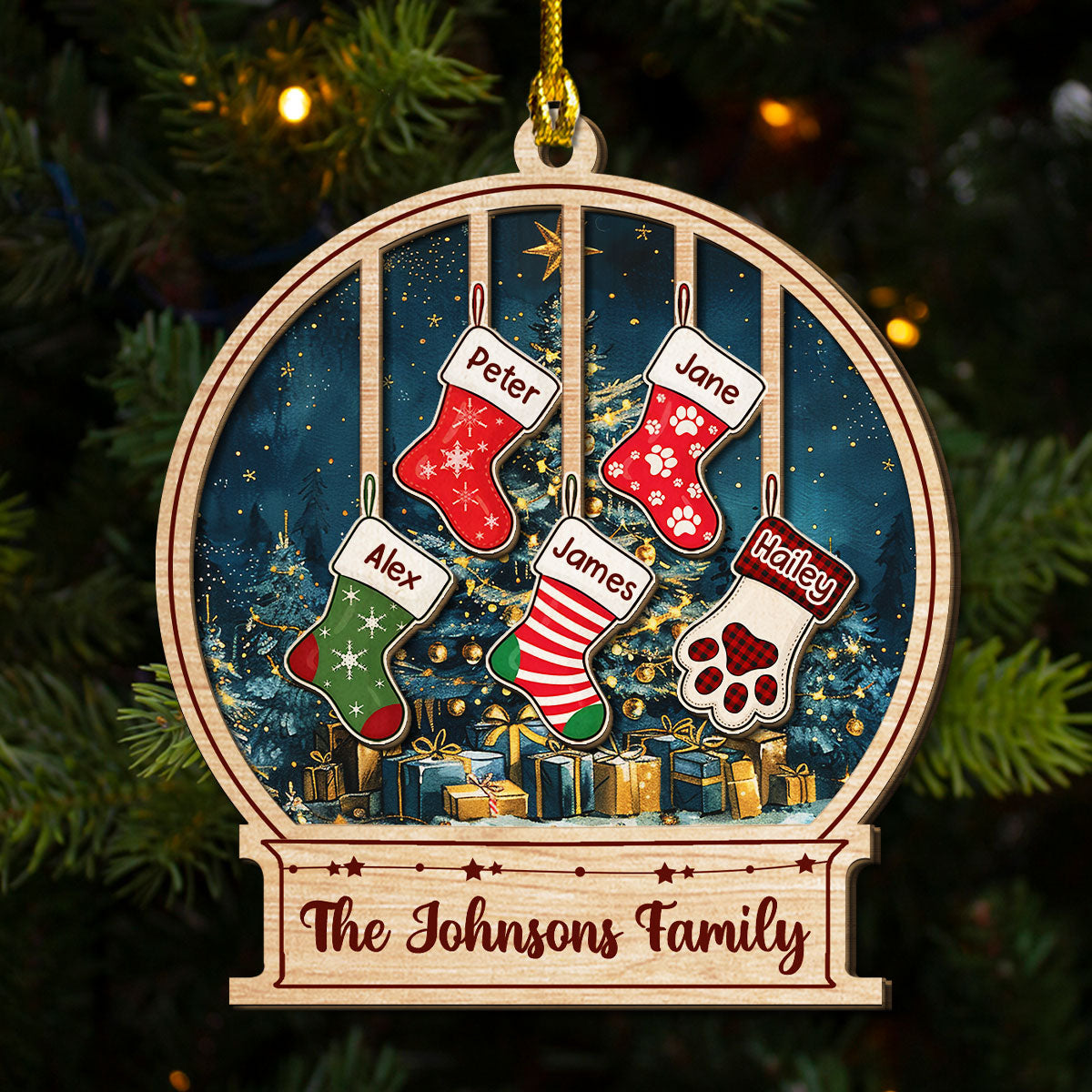 Our Family This Christmas - Personalized Custom 2-layered Wood Ornament