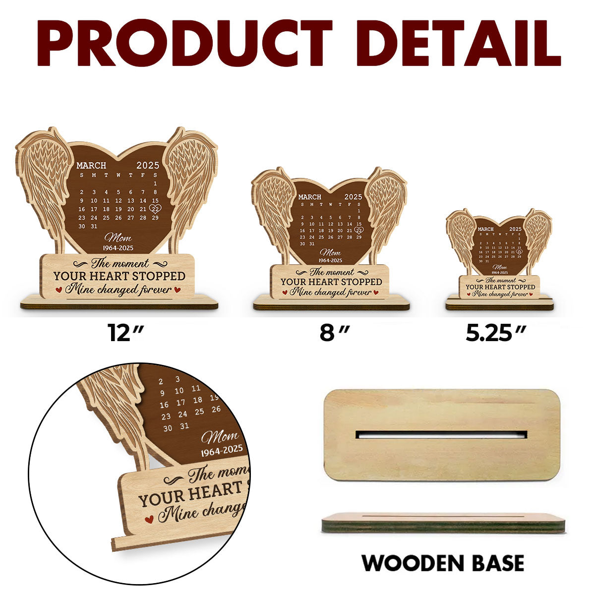 The Moment - Personalized Custom 2-Layer Wood Plaque With Flat Base