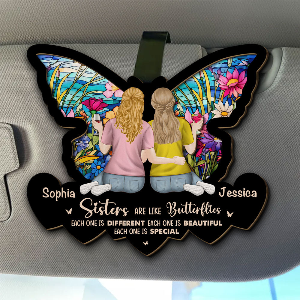 Sisters Are Like Butterflies - Personalized Custom Car Visor Clip