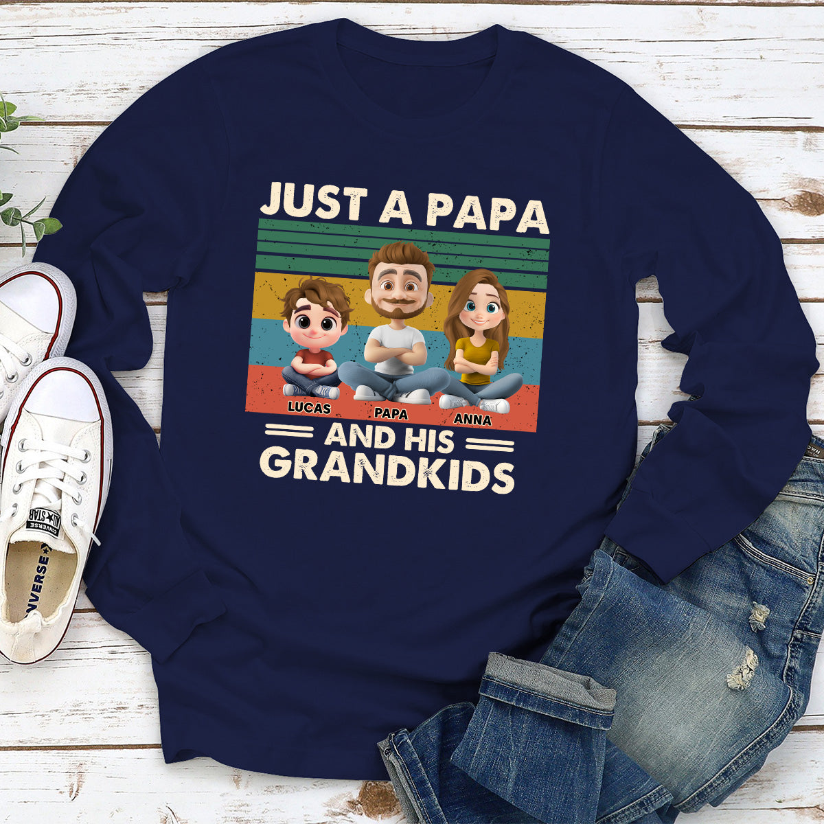Grandpa And Grandkids - Personalized Custom Shirt