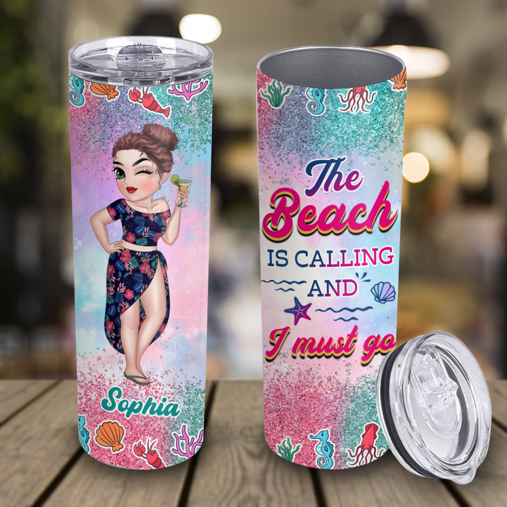 Beach Lover - Personalized Custom Skinny Tumbler