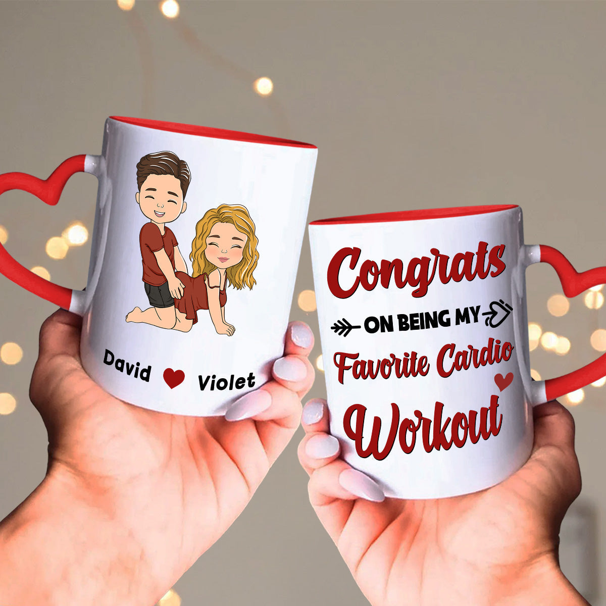 You Lucky Bastard - Personalized Custom Heart Handle Mug