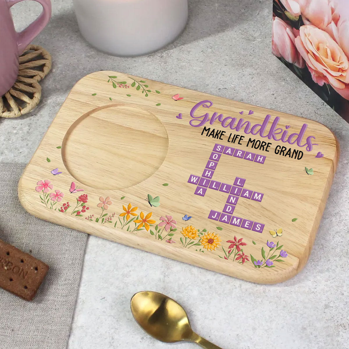 Grandkids Make Life More Grand - Personalized Custom Wooden Treat Board
