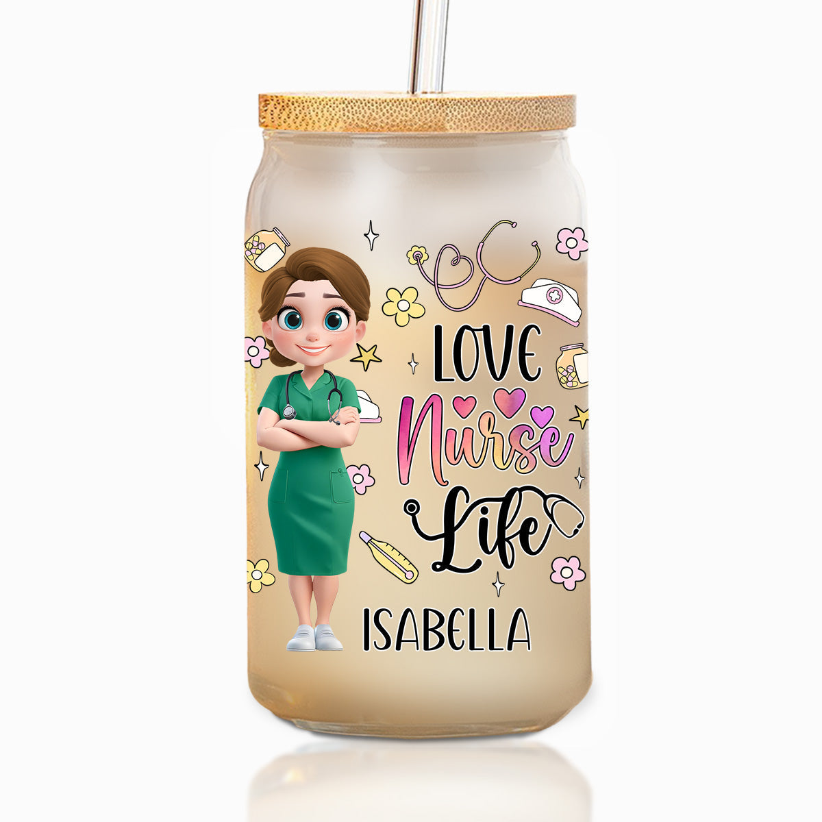 Love Nurse Life - Personalized Custom Glass Can