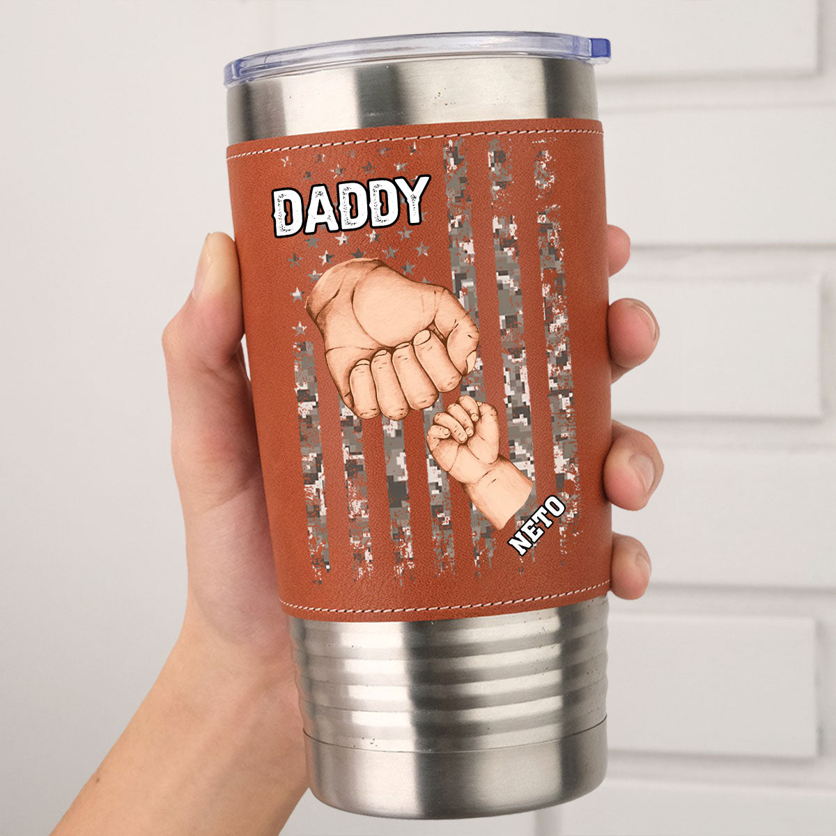 Best Dad Ever - Personalized Custom Leather Tumbler