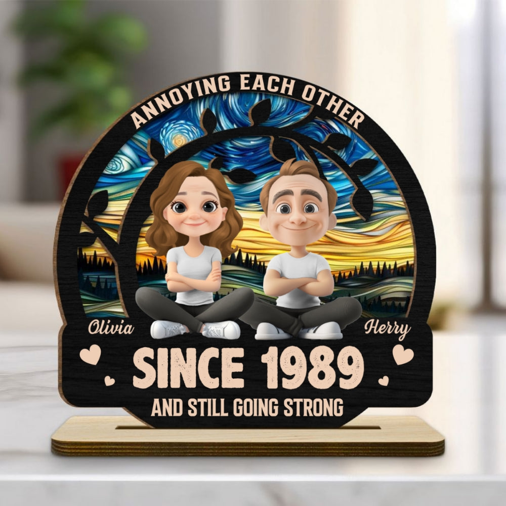 Love You Forever - Personalized Custom 2-Layer Wood Plaque With Flat Base