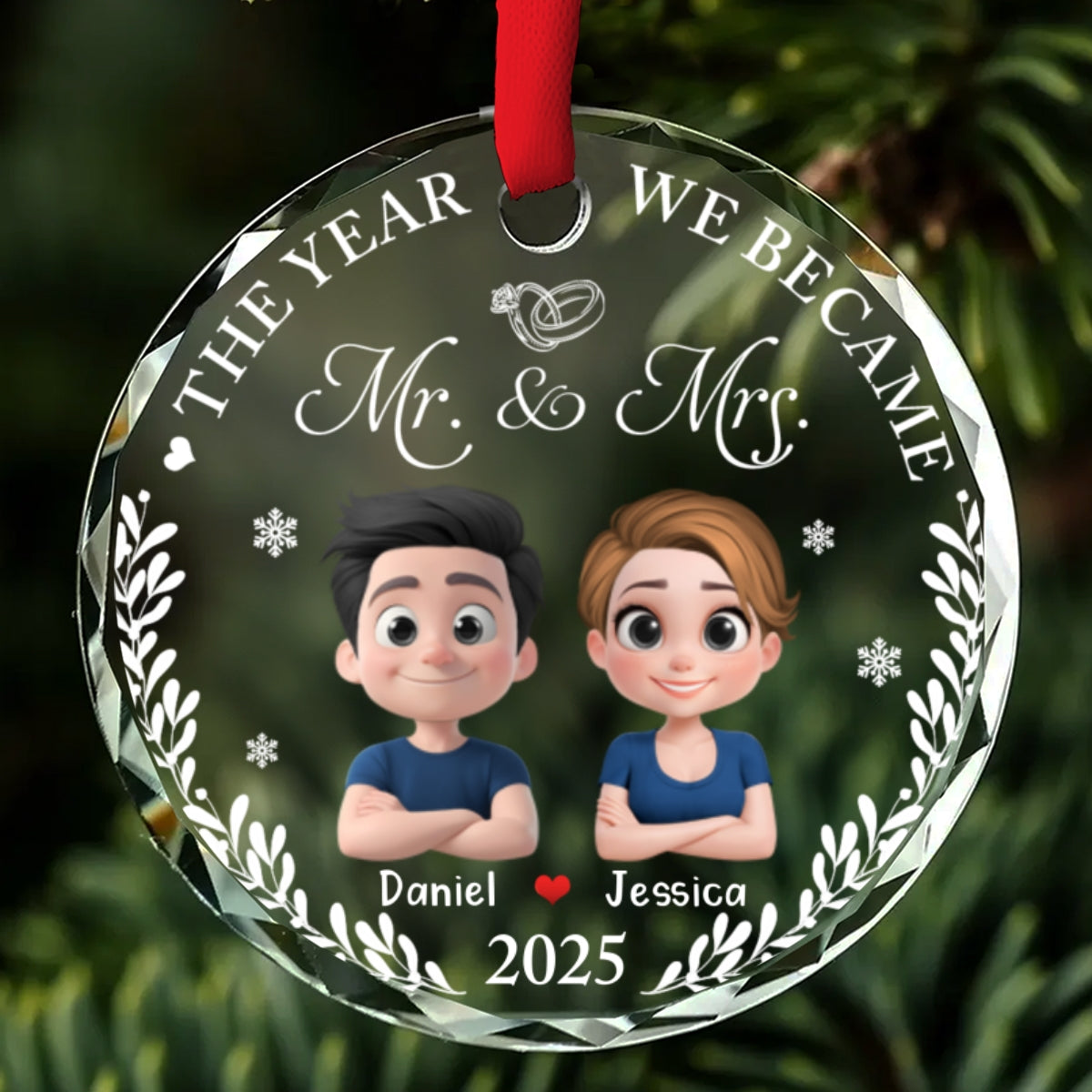 Save The Special Date - Personalized Custom Glass Ornament