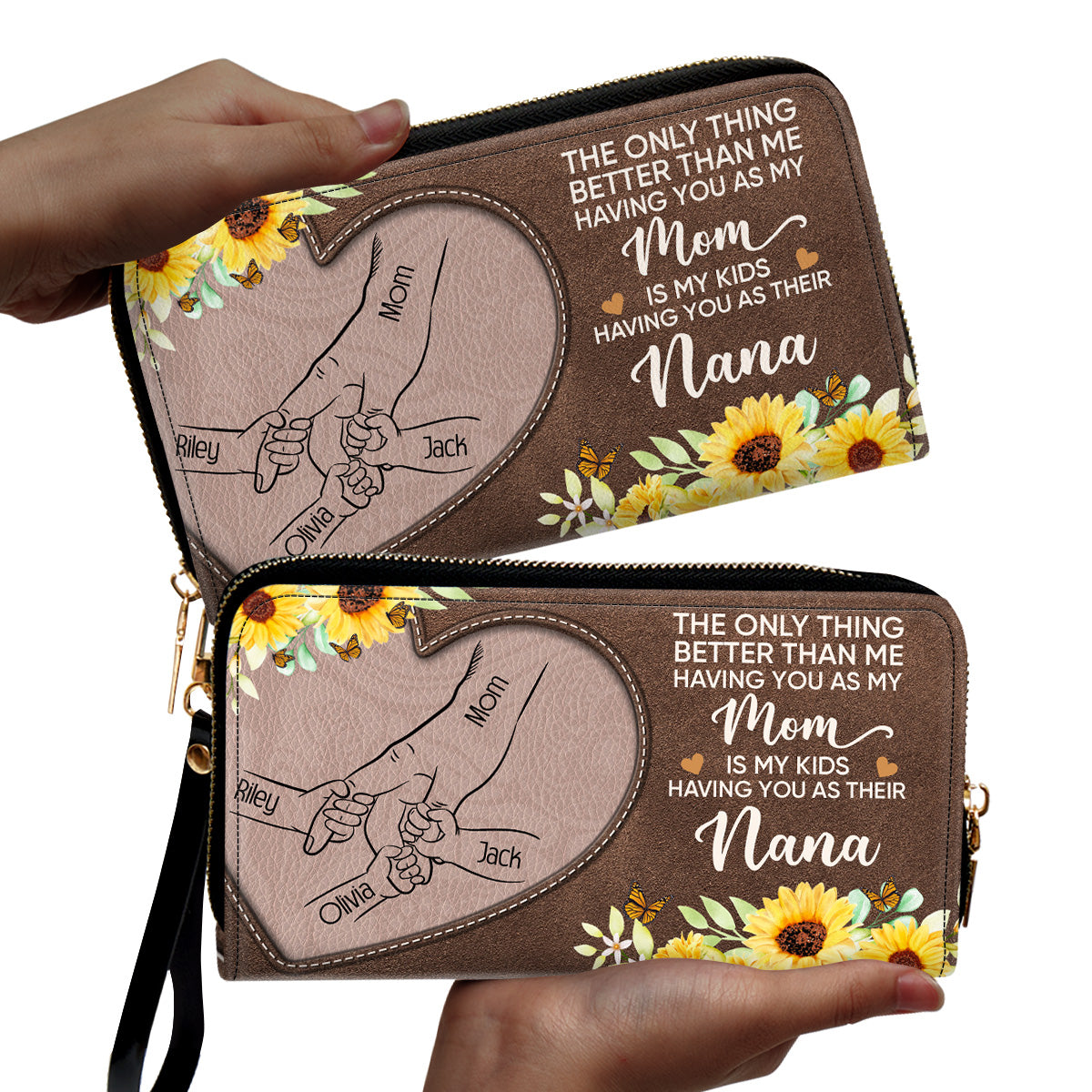 Having You As A Mom - Personalized Custom Leather Wallet