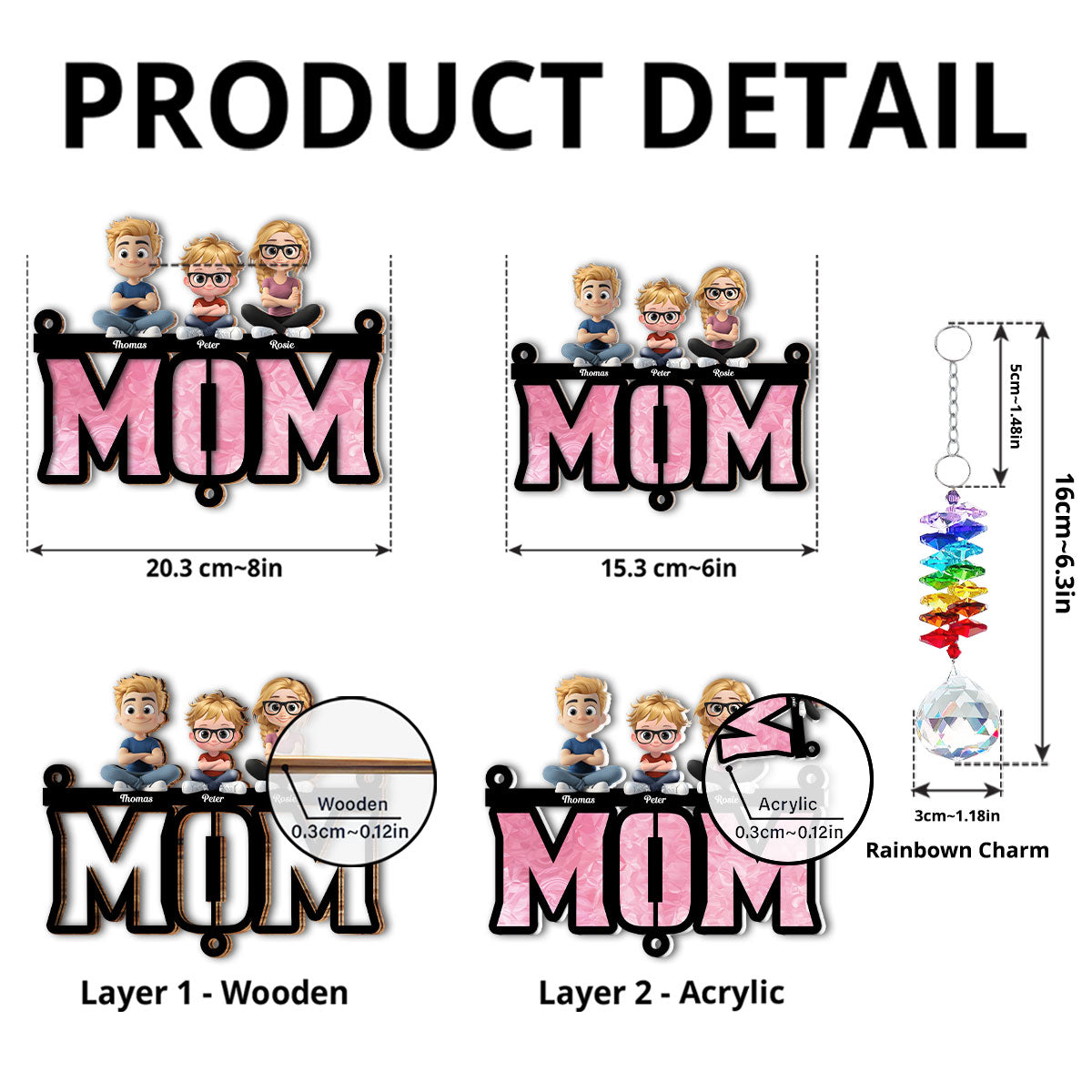 Mother Is Our Sunshine - Personalized Custom Suncatcher With Crystal Rainbow Charm