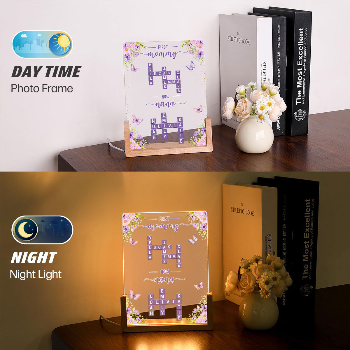 Now Grandma - Personalized Custom Plaque With Walnut Base