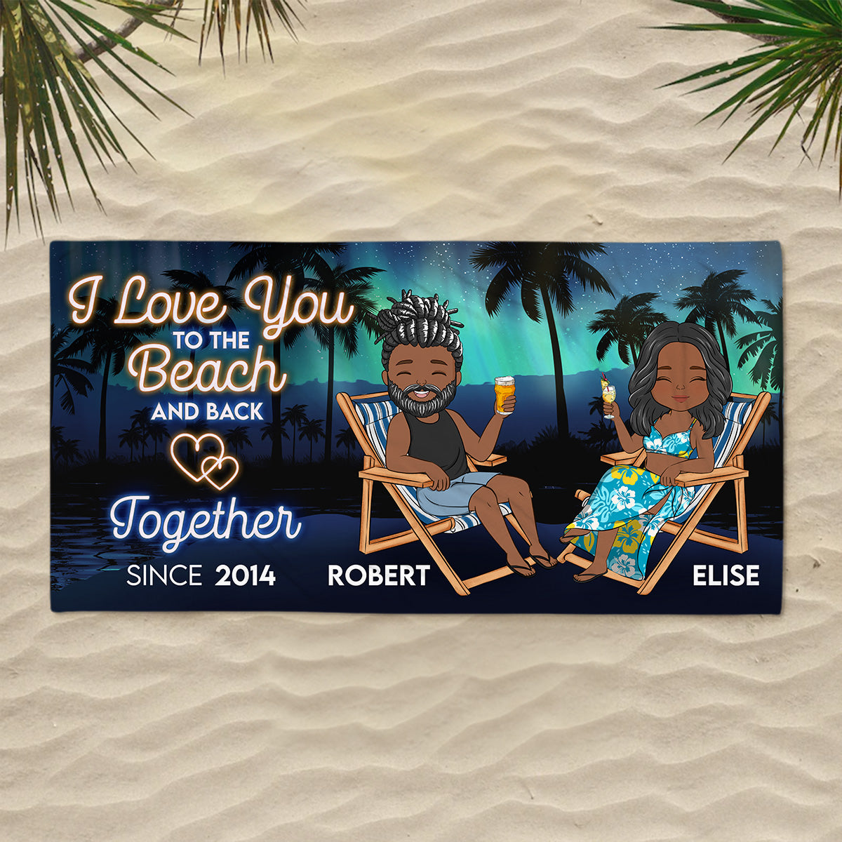 Love And Beach - Personalized Custom Beach Towel