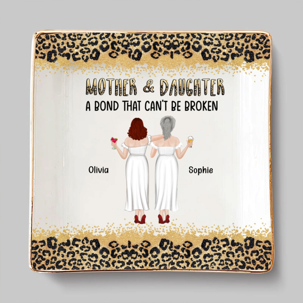 Mom And Daughter - Personalized Custom Jewelry Dish