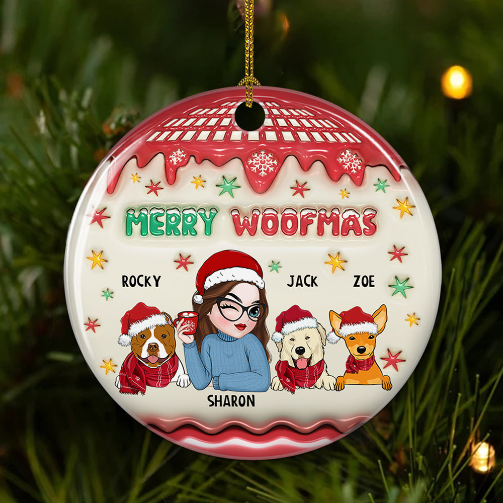 Woofmas Winter - Personalized Custom 3D Inflated Effect Ceramic Ornament