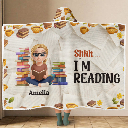 Book Lover Reading - Personalized Custom Hooded Blanket