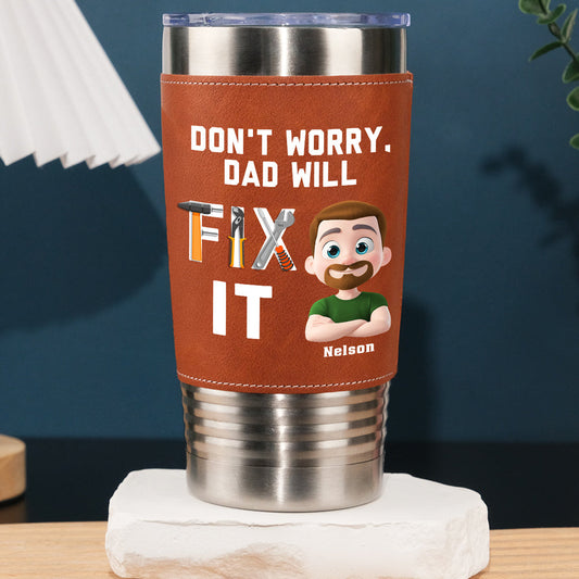 Best Dad - Personalized Custom Leather Tumbler