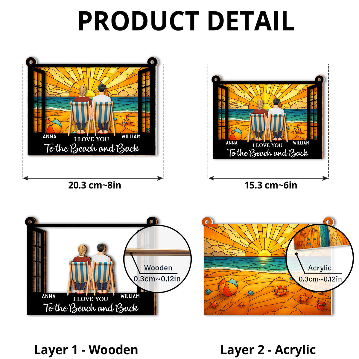 You And Me And The Beach - Personalized Custom Suncatcher