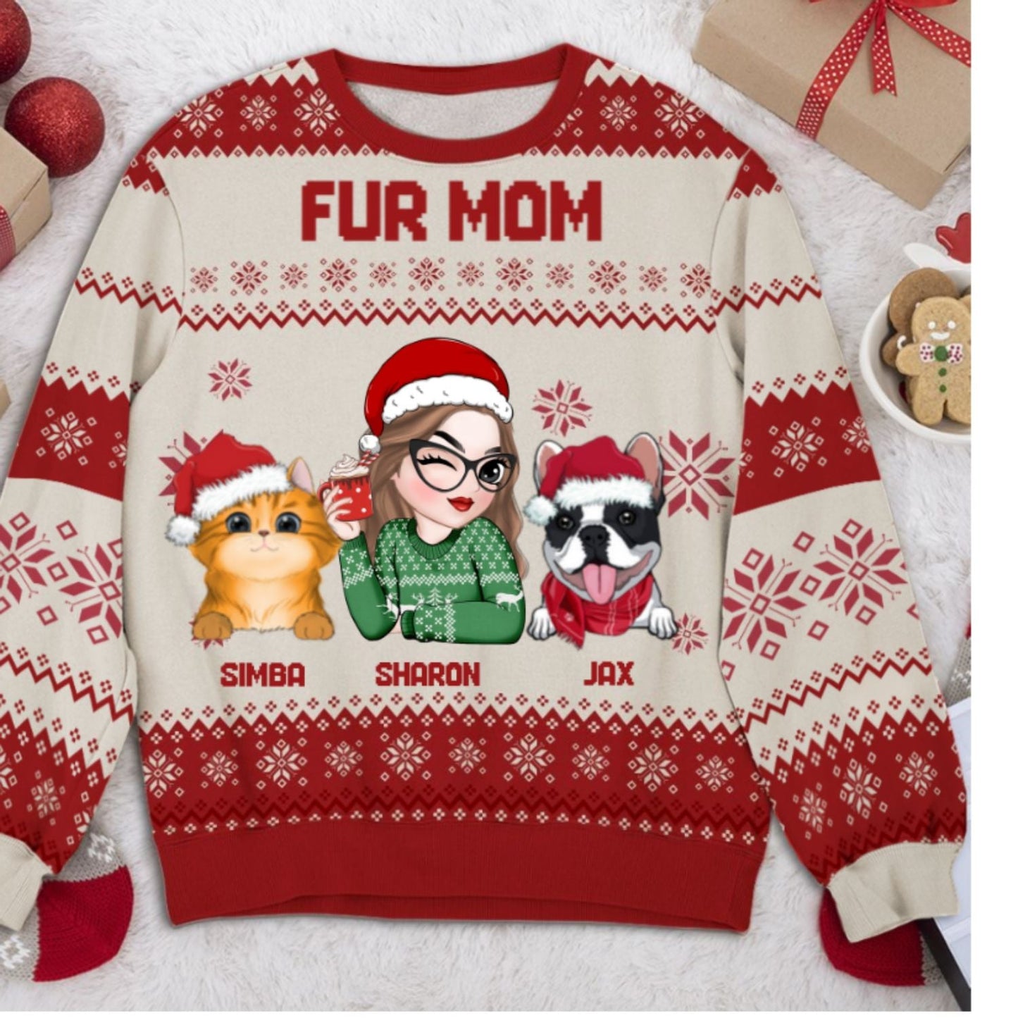 Fur Mom Christmas - Personalized Custom All-Over-Print Sweatshirt